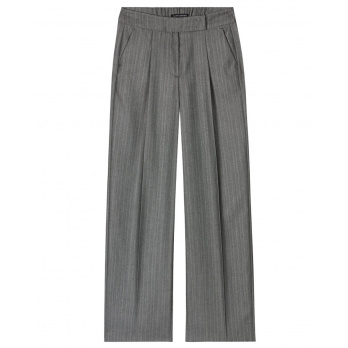 LUISA CERANO - Damen Fischgrat-Wideleg-Pants - Taupe