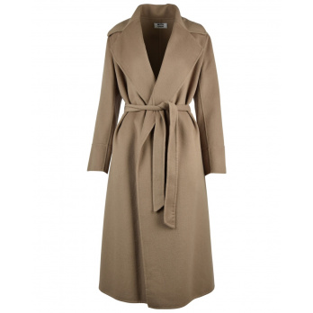 BETTA CORRADI - Damen Mantel Cappotto Ampio Rever Cint - Nocciola/Taupe 